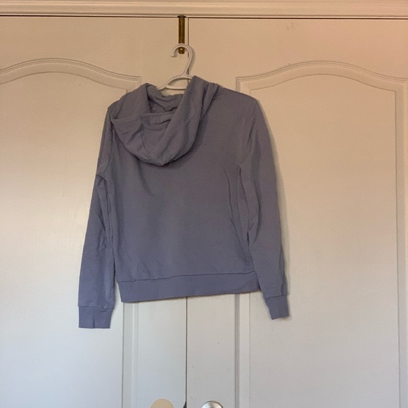 Light periwinkle blue zip sweater with a hood - Picture 2 of 3